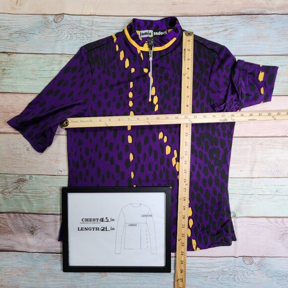 Jamie Sadock Womens Size S Quarter Zip Golf Top Purple black Animal Print - Picture 7 of 7